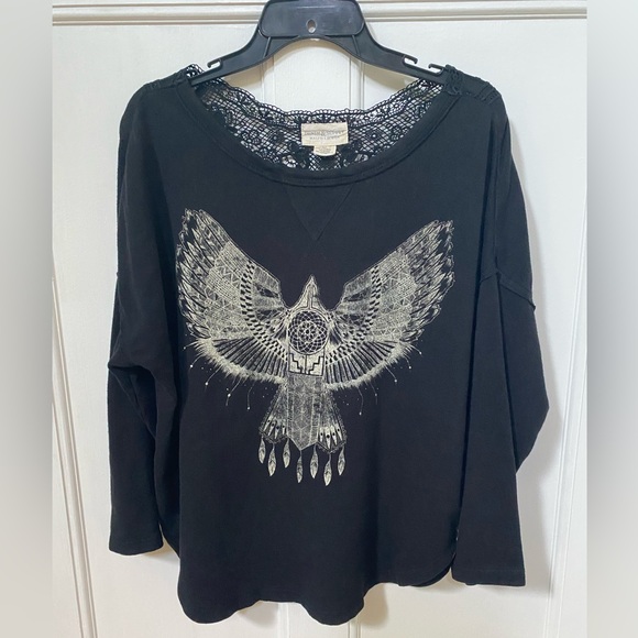 Denim & Supply Ralph Lauren Tops - Denim & Supply Ralph Lauren Black Graphic 3/4 Sleeved Sweatshirt